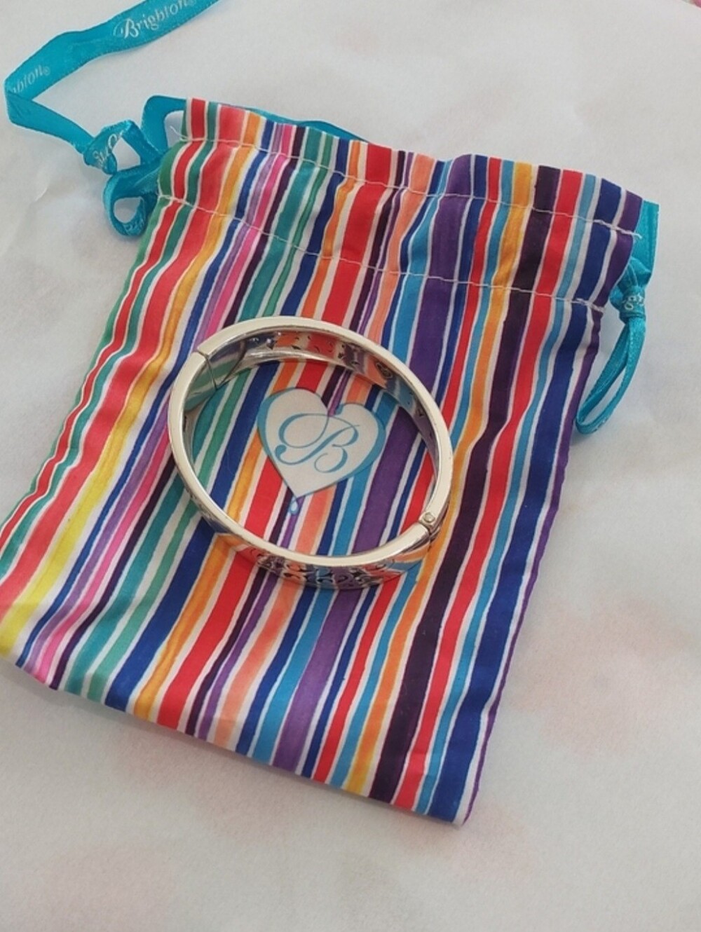 Brighton Silver-Tone Hinged Heart Bangle Bracelet - Silver - Picture 2 of 6